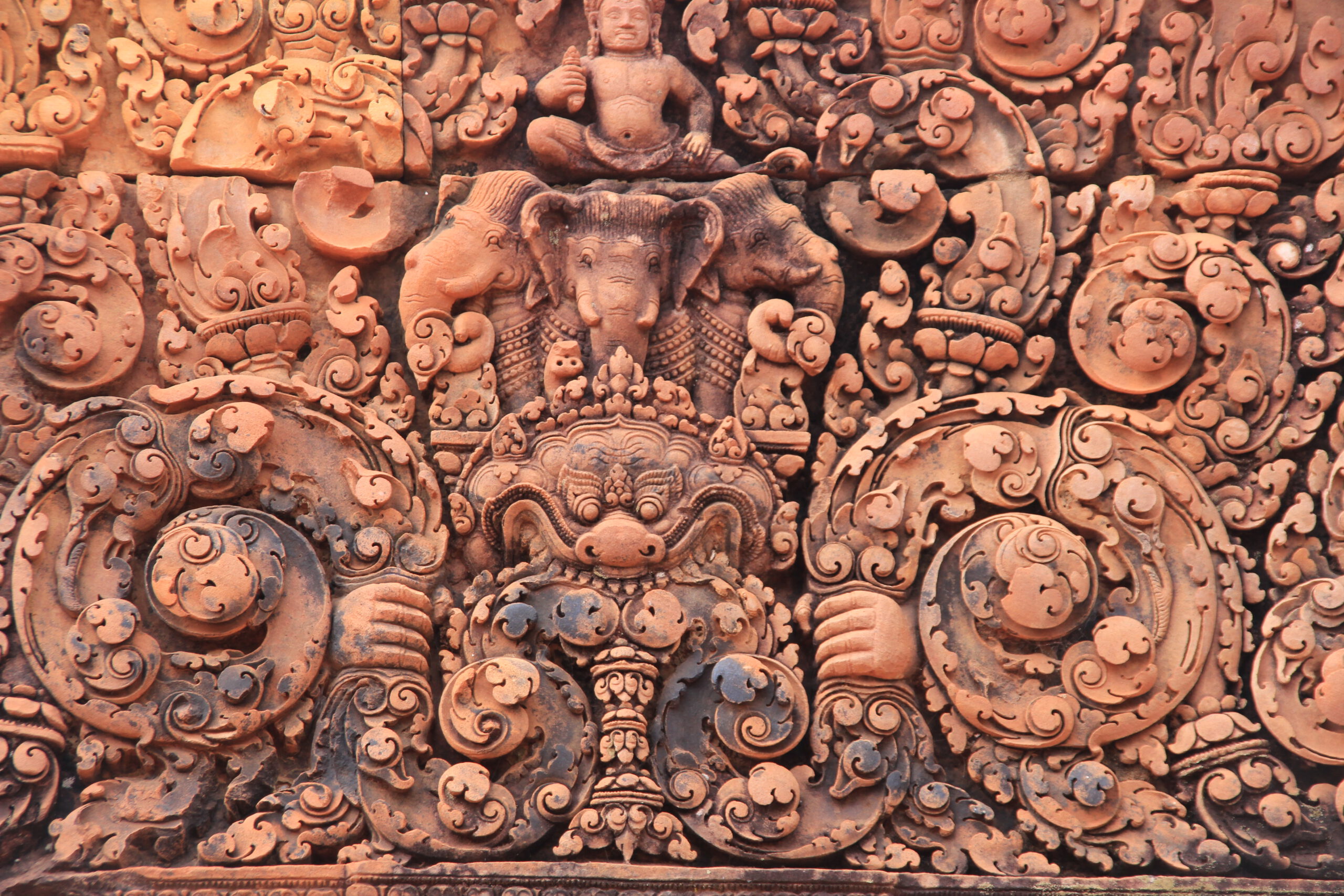 Banteay Srei Tempel in Kambodscha, schöne Ornamente